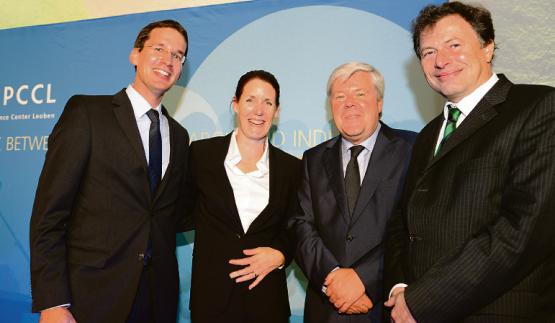 Gruppenbild Martin Payer (PCCL), Henrietta Egerth (FFG), Walter Stephan (FACC), Wilfried Eichlseder (MU Leoben)